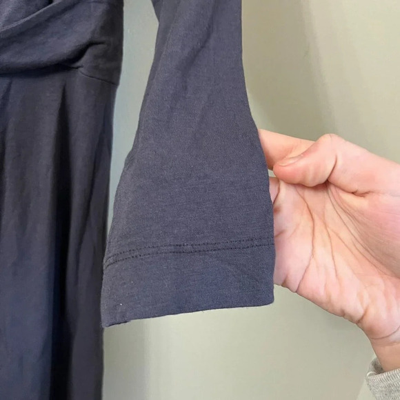 Ric Rac Womens Black Dress 3/4 Sleeve Pleated A-Line Belted Small Tie Back - Picture 6 of 9